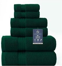 Bath Towels Set 6Pcs, Turkish Cotton Hotel Towels 6 Piece Towel Set Dark Green