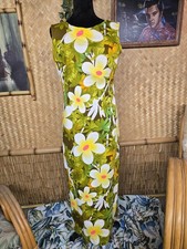 Vintage Sears Hawaiian Fashions Aloha Maxi Watteau Dress w1092