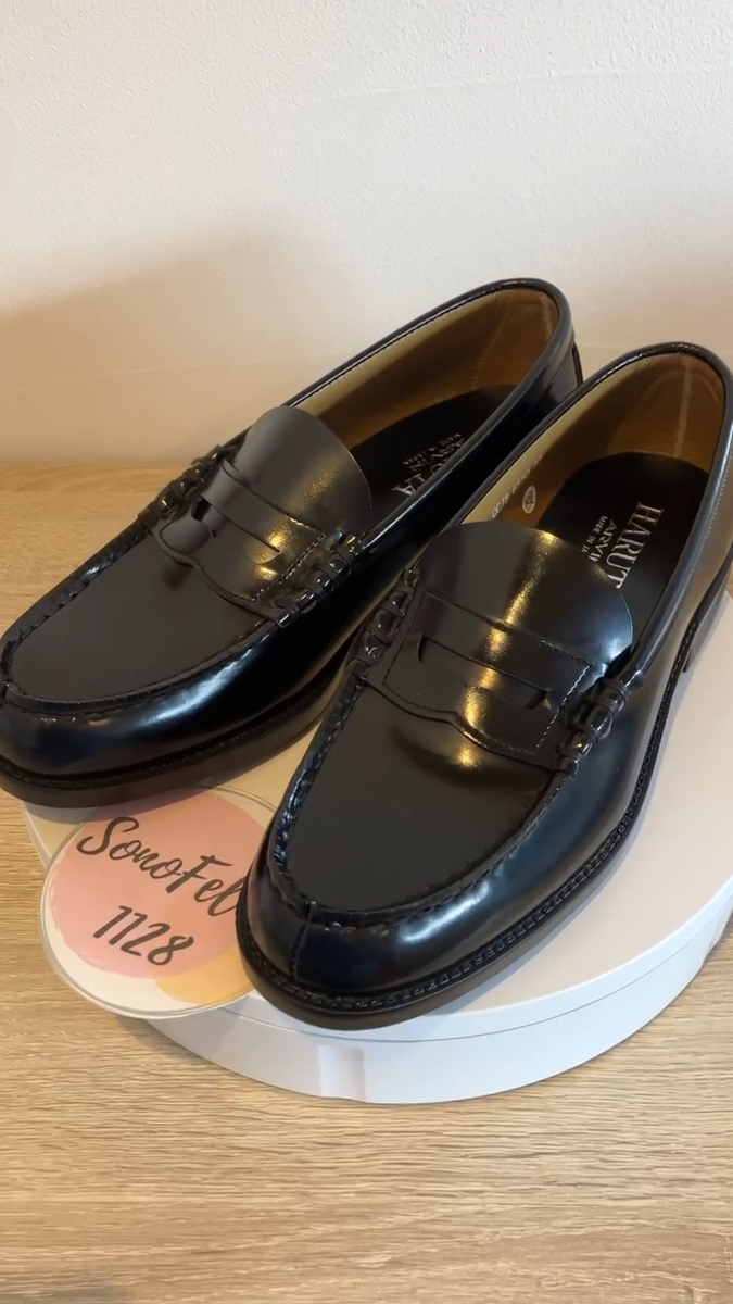 Haruta Loafers Men's 3E EEE Coin Loafers BLACK 6550 US7.5-10 from