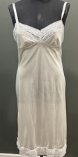 Vintage Slip Fulll Sz 34 White With Lace Bust And Trim, Adjustable Straps, USA