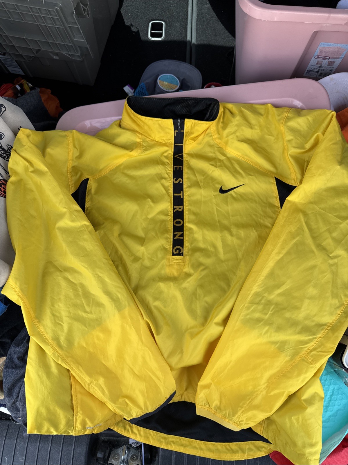 SACAI X NIKE Pullover uomo Nike FitDry Livestrong giallo giacca quarto zip L lancia Armstrong