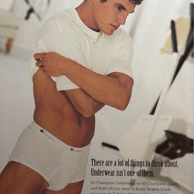 1997 Champion Underwear PRINT AD Hot Young Man Men's Briefs Guys Wear Vtg 90s