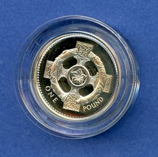 2001 UK Northern Ireland 19g Silver Proof Piedfort 1 Pound Coin GOP COA