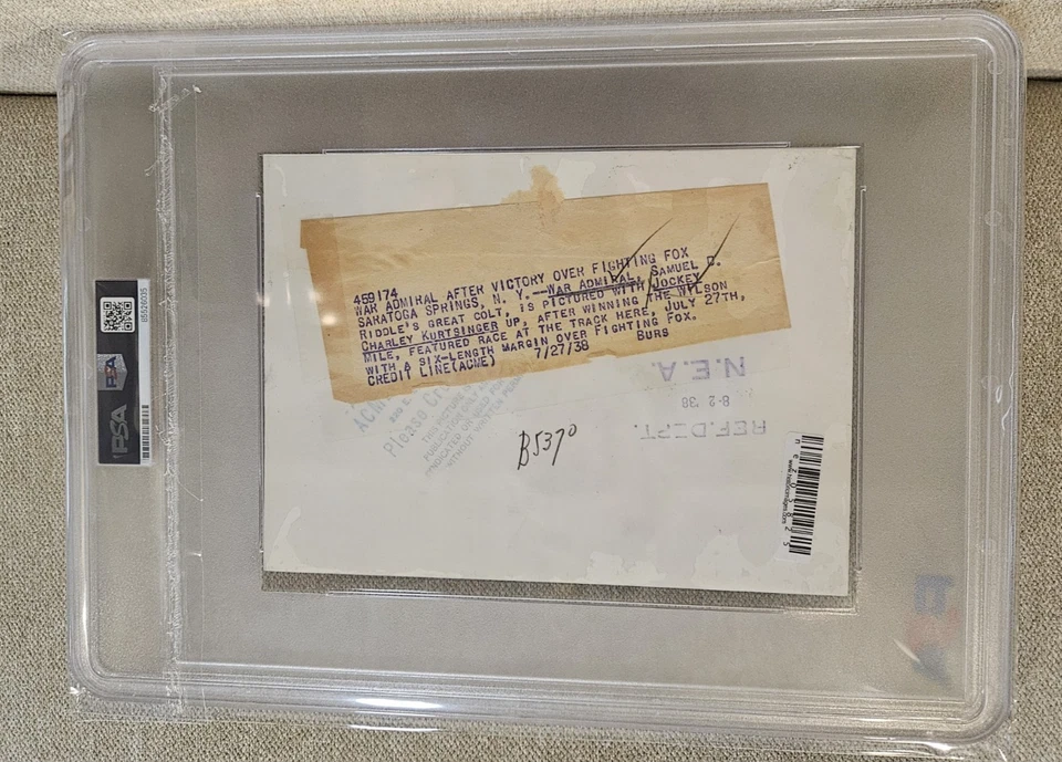 Foto de prensa de carreras de caballos 1938 - PSA tipo 1 auténtico, almirante de guerra en Saratoga Foto 4 de 4