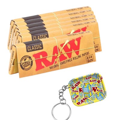 RAW Classic 1 1/4 Rolling Papers (6 Packs) + RAW x Lyrical Lemonade Keychain