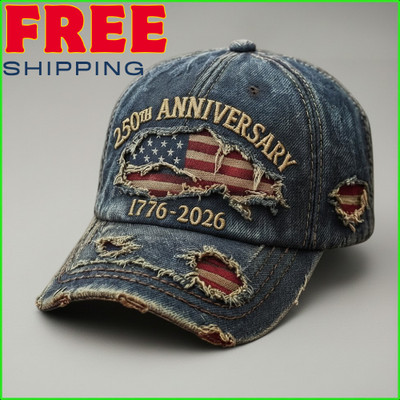 US 250th Anniversary Hat Denim Baseball Cap Patriotic 1776 2026 American