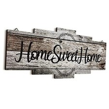 Home Sweet Home Sign, Rustic Wood Room Wall Decor, Farmhouse Plaque Wall Gray