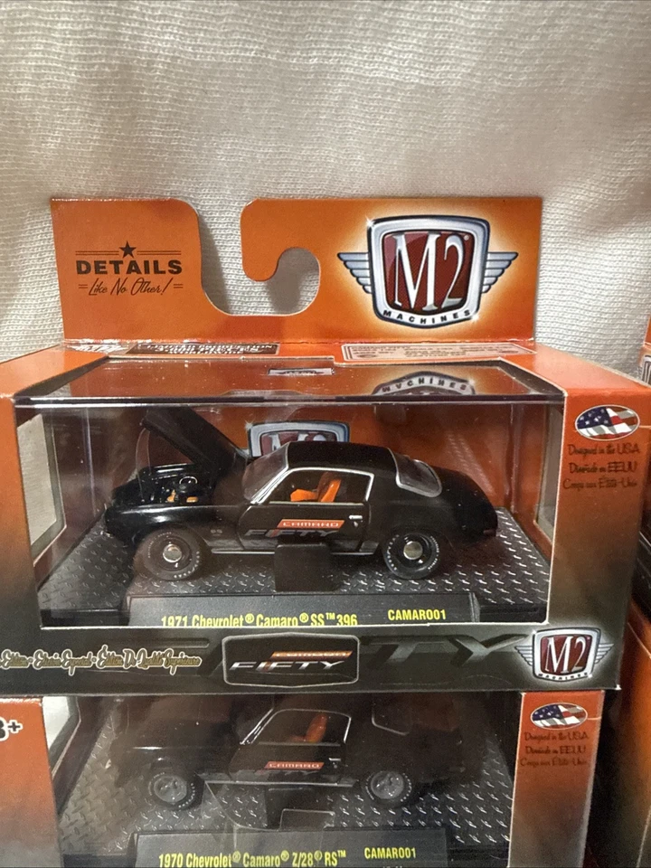 M2 Machines Camaro 50th 1969 6 Car Set Camaro Set Black Camaro01 W/sleeve VHTF - Image 2 of 4