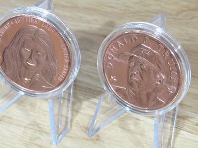 45 47th President Trump & FIRST LADY Melania Trump Copper Rounds w ...