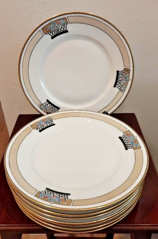 Vintage Art deco Hutschenreuther Selb china salad plates, set of 8, mint