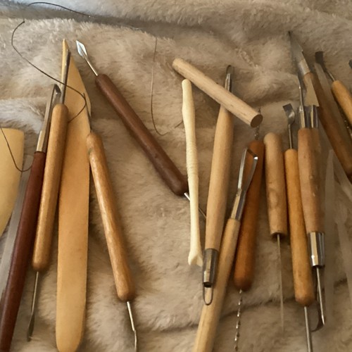 Sculpting and Pottery Tools Lot with Wood and Plastic Handles