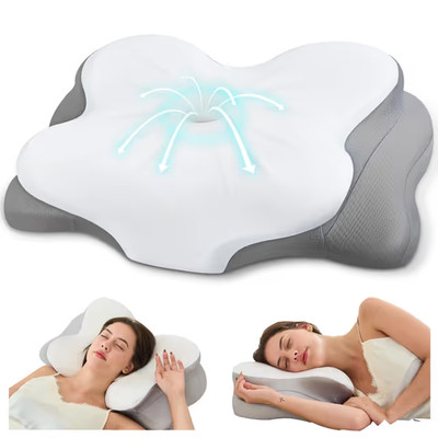 Fyova Hals Nackenkissen Memory Foam Kühlend Atmungsaktiv Weiß Ergonomisch