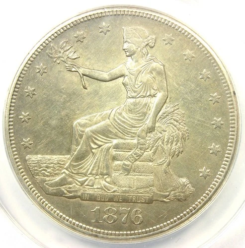 1876-CC Trade Silver Dollar T$1 Carson City Coin - Certified ANACS AU53 Details