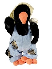 TY Vintage 1993 Plush 8” Beanie Baby “Cawley” The Crow Farmer With Hat Garden