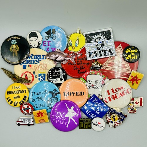 Lot of 28 Vintage Pinbacks Buttons Pins Tack-Pins—some Quite Rare