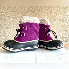 Sorel Yoot Pac Nylon Youth Girl Sz 12 Insulated Waterproof Winter Boots Purple