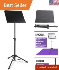 Professional Grade Folding Music Stand - Ergonomic Design  Mahogany Finish