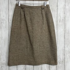 Century Petites Wool Brown A-Line High Waist Midi Vintage Academia Work Skirt
