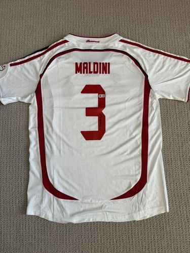 Paolo Maldini Signed AC Milan Away Soccer Jersey #3 with Beckett Witness
