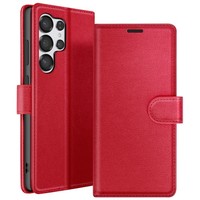Zanaé, Portemonnaie Etui Galaxy S25 Ultra Mit Magnetverschluss Kartenfach, Rot