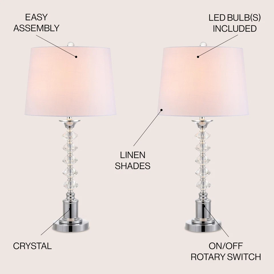 JYL2052A-SET2 Juego de 2 Lámparas de Mesa Kinsley 28" Cristal Lámpara de Mesa Contemporánea... Foto 2 de 4