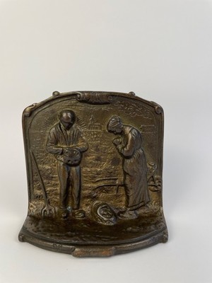 Antique 20's Bronzed Cast Iron Bookend The Angelus Jean François Millet