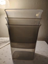 Rubbermaid Home Gear (3) Organiz Bins  Wast Basket Trash Can Clear 9x8x6 11x9x6