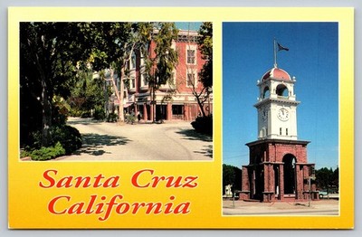 Santa Cruz California Postcard Featuring Pacific Garden Mall & Town Clock