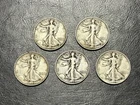 5x Walking Liberty Half Dollars 1937 & 1937-S 90% Silver Lot – $2.50 Face - Set
