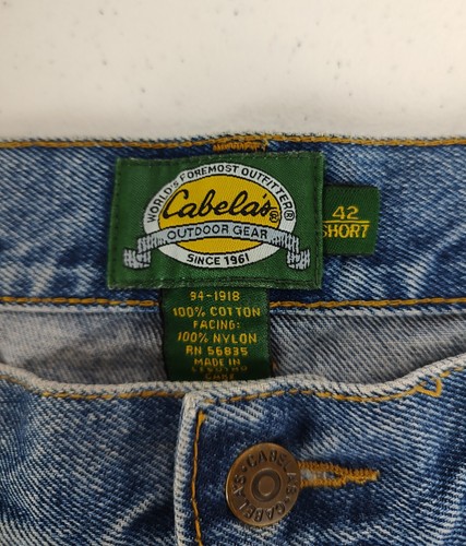 Cabela Men's Jeans Khaki Blue Heavy Duty Hunting Two Tone 42 Short - Picture 6 of 12
