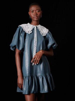 white christmas dresses Deia Denim Mini Dress – Ghospell main image 1