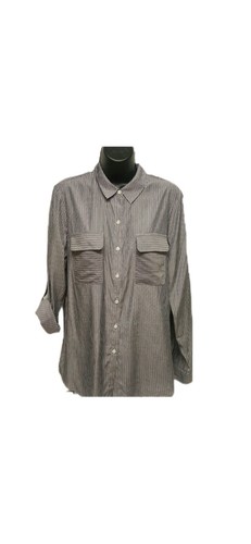 Express Women Purple Stripe Button-Down Long Sleeve Front Pocket Shirt Size M - Picture 5 of 9