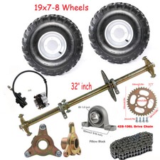 32" Go Kart Live Rear Axle Kit Wheels Hub Brake Disc Rotor Sprocket ATV Golf DIY