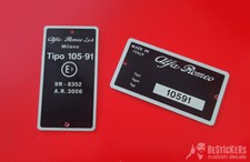 2 targhette telaio restauro Alfa Spider duetto 1300 junior 10591 omologazione