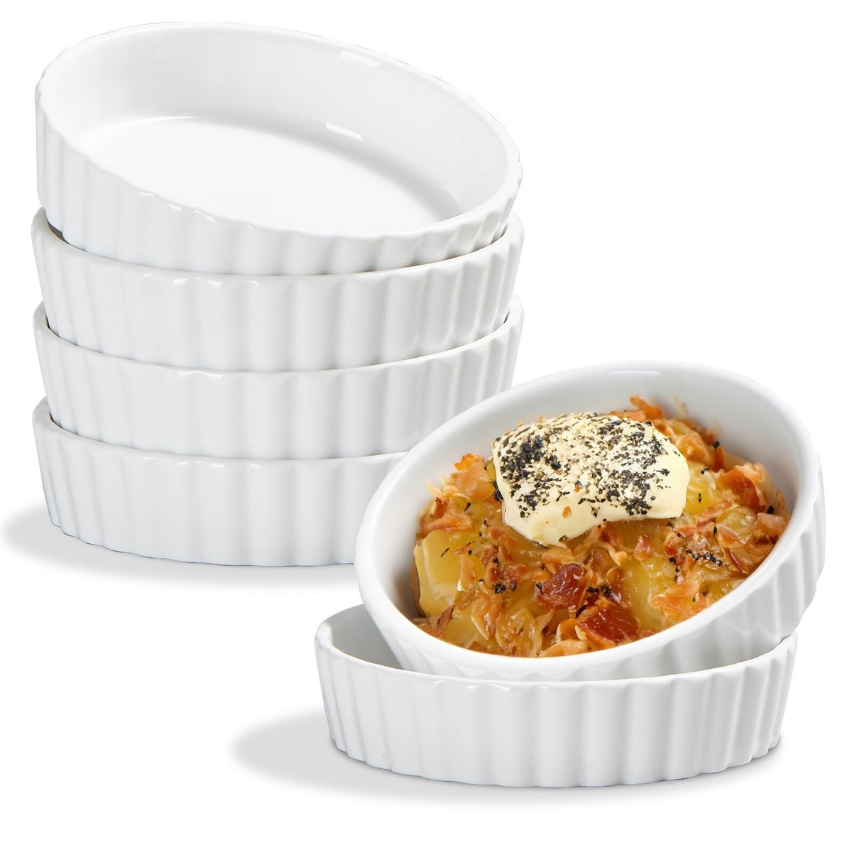 ONEMORE Ramekins oz, Creme Brulee Ramekins Oven Safe White
