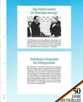 TK 50 JAHRE DEUTSCHLAND  Telefonkarte 12DM ''Hans-Dietrich Genscher'' Sammlerstück