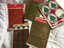 Hallmark Foil stickers Christmas gold 2 new 2 opened  3 colorful opened 150 