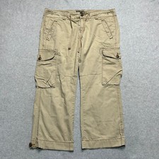 Vintage Polo Jeans Ralph Lauren Cargo Crop Pants Womens 6 Khaki Ripstop Y2K