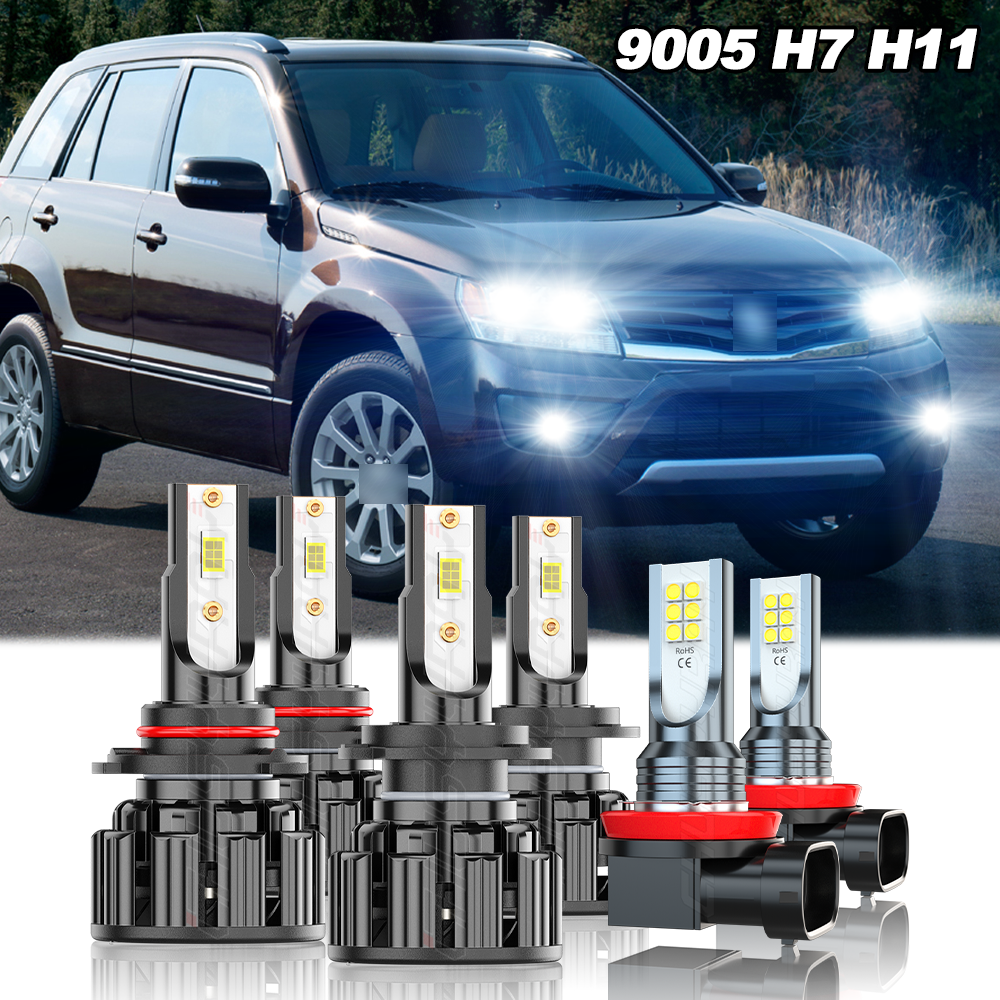 Fit Suzuki Grand Vitara 2006-2013 6pcs LED Headlight Hi/Lo Fog