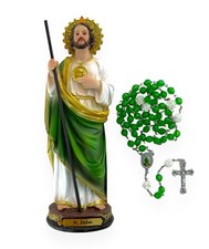 San Judas 8" Estatua Rosario Juego de 2 Piezas Imagen San Judas Tadeo Rosario Regalo Religioso