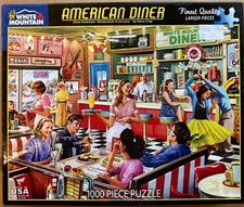 WHITE MOUNTAIN  AMERICAN DINER  1000 Piece Puzzle Larger Pieces Pre-Owned