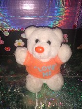 Vtg.   Dan Dee Imports /White Bear Orange Hard Nose "Love Me" Shirt '1987 Plush 