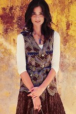 Nwt Anthropologie Elevenses Geo Safari Vest Top, S, M, L, Geomatric Linen Blend