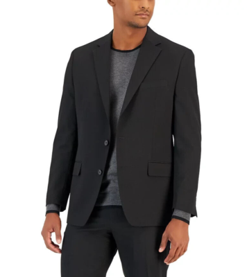 NEW- Van Heusen Men's Flex Slim Fit Suit Jacket, Black, 40L, MSRP $395