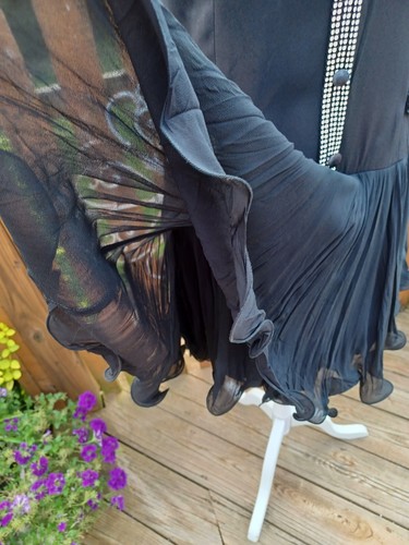 True Vtg Mid-century 1960s Drop Waist Rhinestone Black Dress Cocktail Prom MCM - Picture 16 of 23