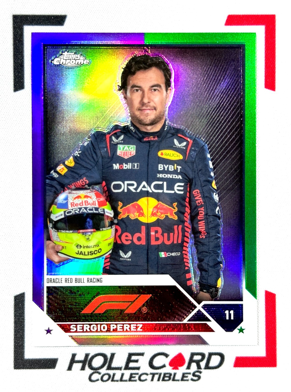 SERGIO PEREZ 2023 Topps Chrome Formula 1 F1 #9 Purple Green Refractor (1)