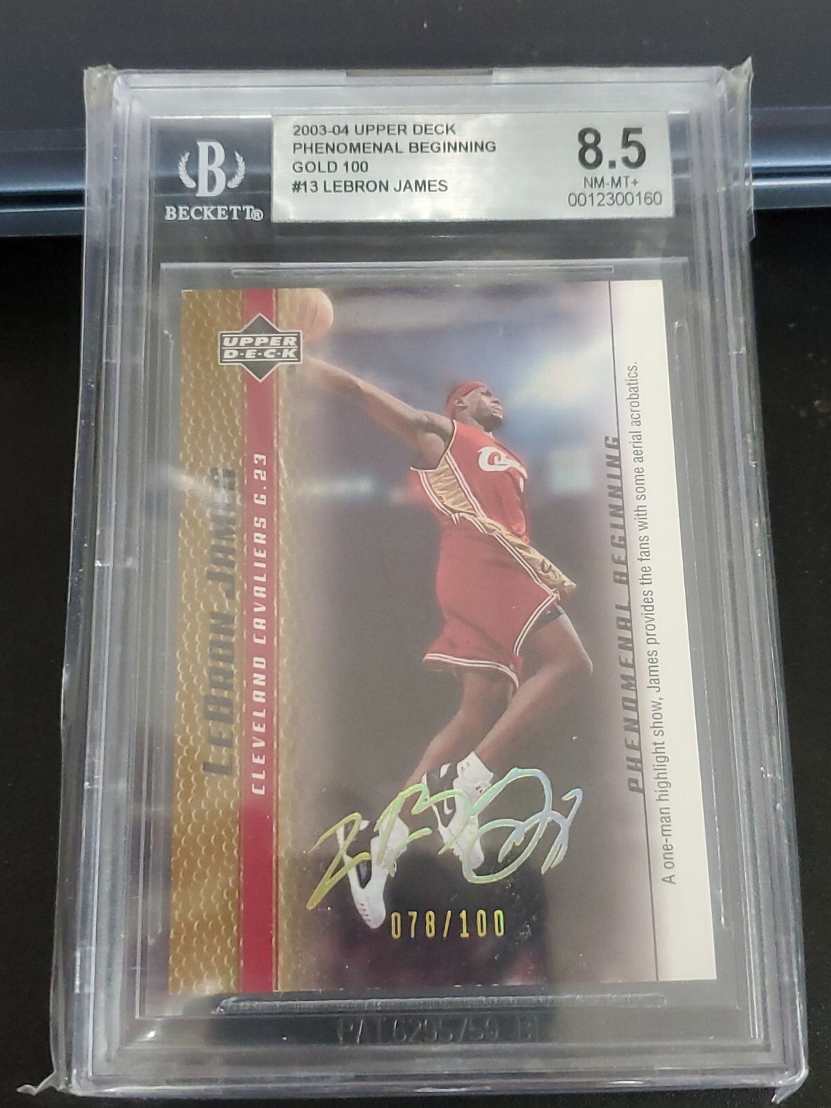 2003 Upper Deck Phenomenal Beginning LeBron James #13 Gold Rookie /100 BGS 8.5