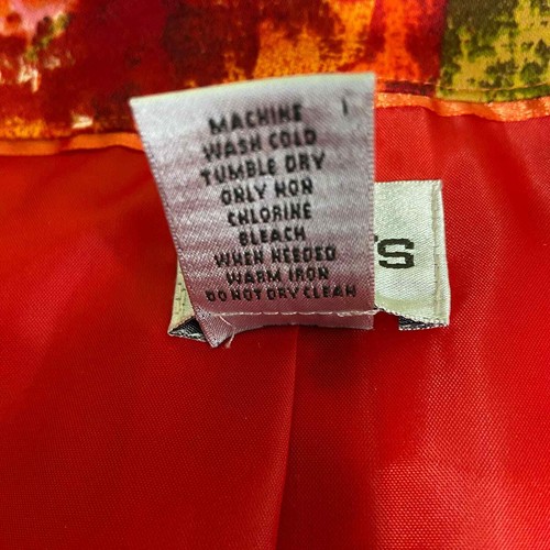 Chico's Blazer Jacke Knopfleiste orange rot geblümt komplett gefüttert US Größe L - Bild 12 von 12