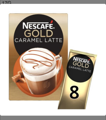 Nescafe gold latte caramel coffee 8 x 17 g sachets