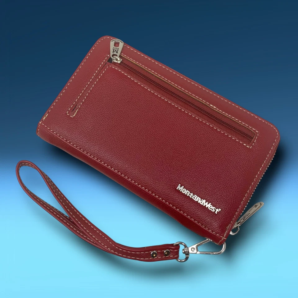 Новый Montana West США флаг молнии вокруг бумажник кошелек с ремешком с заклепками США новый без ЯРЛЫКОВ - Изображение 2 из 4